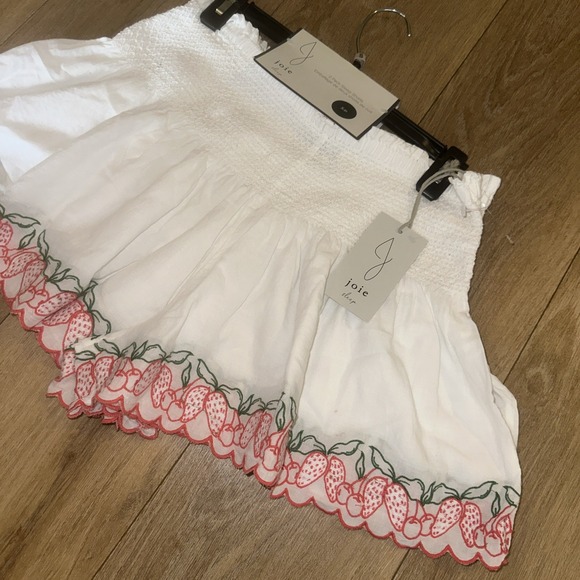 Joie Other - JOIE Embroidered Cute 2 Pack Smocked Sleep Shorts Strawberries & Cherries Small